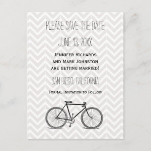 Elegant Graues Zickzack Vintages Fahrrad Save the Ankündigungspostkarte