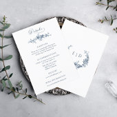 Elegant Graved French Blue Floral Begleitkarte