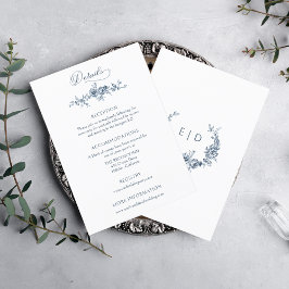 Elegant Graved French Blue Floral Begleitkarte