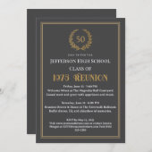 Elegant Gray 50 Year Class Reunion Laurel Wreath Einladung (Vorne/Hinten)
