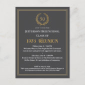 Elegant Gray 50 Year Class Reunion Laurel Wreath Postkarte (Vorderseite)