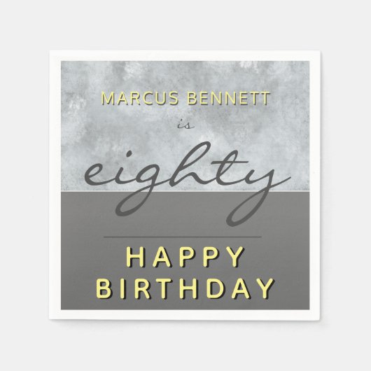 Elegant Gray 80 Script Happy 80. Geburtstag Serviette (Vorderseite)