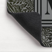 Elegant Gray and Black Monogrammed William Morris Mousepad (Ecke)