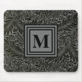 Elegant Gray and Black Monogrammed William Morris Mousepad (Vorne)