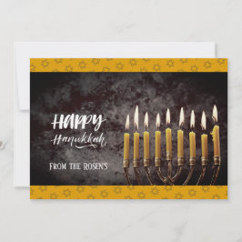 Elegant Gray and Gold Hanukkah Chanukah Menorah Einladung