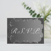 Elegant Gray and Silver Wedding RSVP Karte (Stehend Vorderseite)