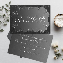 Elegant Gray and Silver Wedding RSVP Karte
