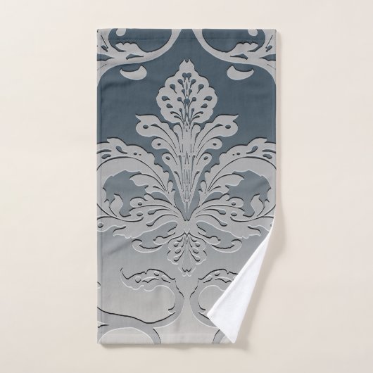 Elegant Gray and Taupe Royal Damask Badhandtuch Set (Handtuch)