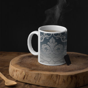 Elegant Gray and Taupe Royal Damask Kaffeetasse