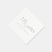 Elegant Gray and White Mr & Mrs. Name Napkins Serviette (Ecke)