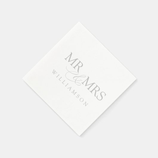 Elegant Gray and White Mr & Mrs. Name Napkins Serviette (Ecke)