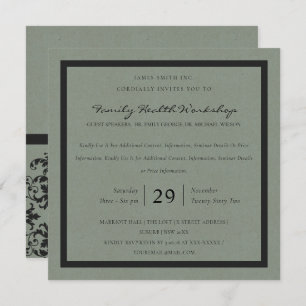 ELEGANT GRAY BLACK DAMASK CLASSIC WORKSHOP EVENT EINLADUNG