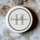 Elegant Gray Black Round Custom Monogram Initial Getränkeuntersetzer