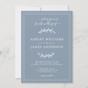Elegant Gray Blue Wedding Einladung