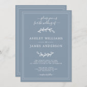 Elegant Gray Blue Wedding Einladung (Vorne/Hinten)
