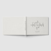 Elegant Gray Botanical Monogram Wedding Gästebuch (Voll)