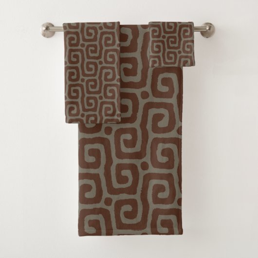 Elegant Gray &Brown Abstract Pattern Badhandtuch Set (Insitu)