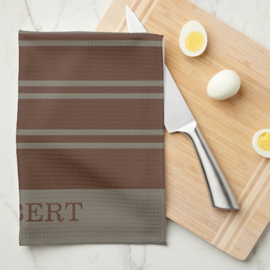 Elegant Gray &Brown Abstract Pattern script Name Geschirrtuch (Viertel Falte)
