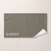 Elegant Gray &Brown Strips Pattern Custom Name Badhandtuch Set (Handtuch)