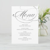 Elegant Gray Calligraphy Script Wedding Menükarte (Stehend Vorderseite)