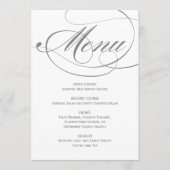 Elegant Gray Calligraphy Script Wedding Menükarte (Vorderseite)