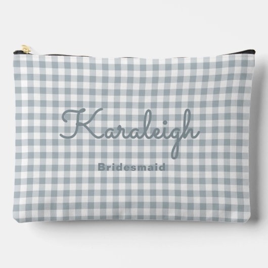Elegant Gray Checkered Bridesmaid Zubehörtasche (Vorderseite)