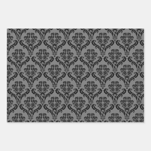 Elegant Gray Damask Geschenkpapier Set (Vorderseite 3)