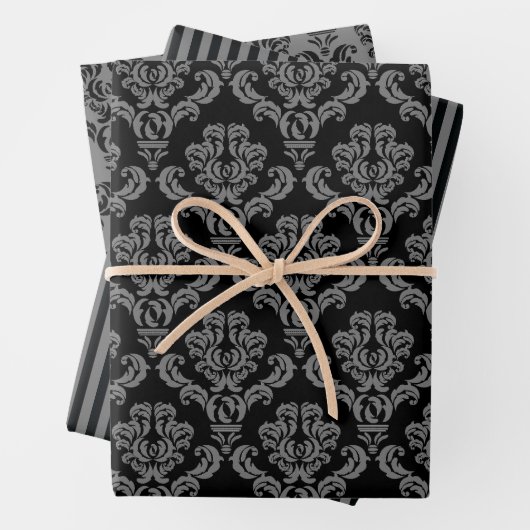 Elegant Gray Damask Geschenkpapier Set (Beispiel)