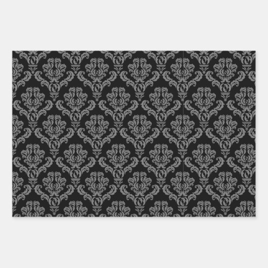 Elegant Gray Damask Geschenkpapier Set (Vorderseite)