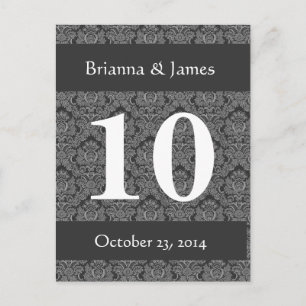 Elegant Gray Damask Wedding Tischnummer