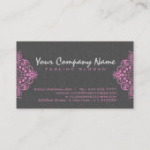 Elegant Gray Damasks Pink Vintag Lace Visitenkarte (Rückseite)