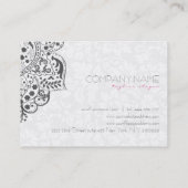Elegant Gray Damasks White Lace Reversible Visitenkarte (Rückseite)