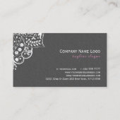 Elegant Gray Damasks White Vintag Lace 2c Visitenkarte (Rückseite)