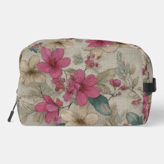 Elegant Gray Floral Bag Waschbeutel (Rückseite)