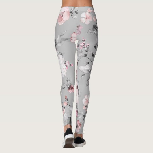 Elegant Gray Floral Gemustert | LEGGINGS (Rückseite)