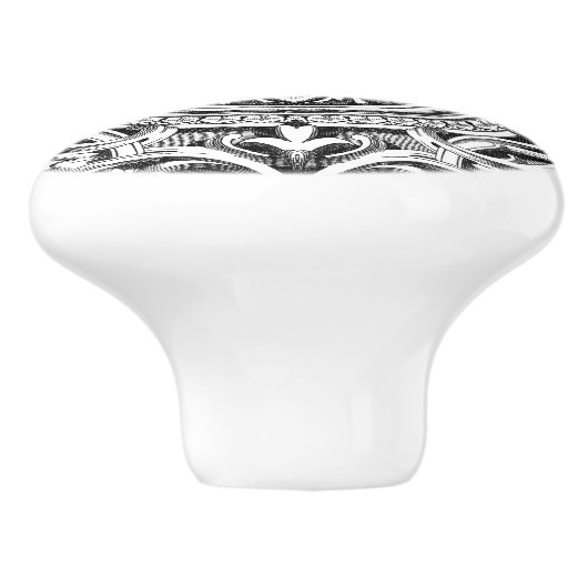 Elegant Gray Floral Ornament Keramikknauf (Seitenansicht)