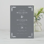 Elegant Gray Floral Wedding Invitation Folieneinladung (Stehend vorne)