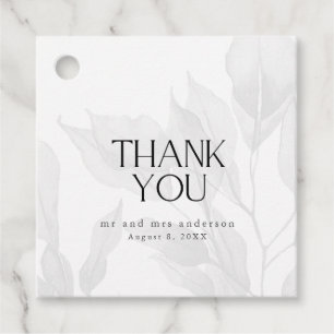 Elegant Gray Floral Wedding Vielen Dank Geschenkanhänger