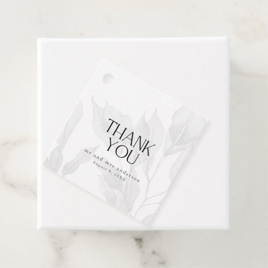 Elegant Gray Floral Wedding Vielen Dank Geschenkanhänger (Beispiel)