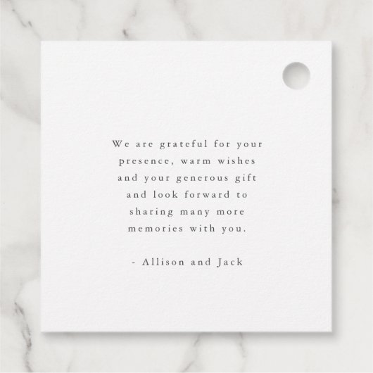 Elegant Gray Floral Wedding Vielen Dank Geschenkanhänger (Rückseite)