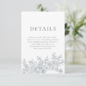 Elegant Gray Florals QR Code Wedding Details Begleitkarte (Stehend Vorderseite)