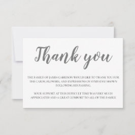 Elegant Gray Funeral Vielen Dank Dankeskarte