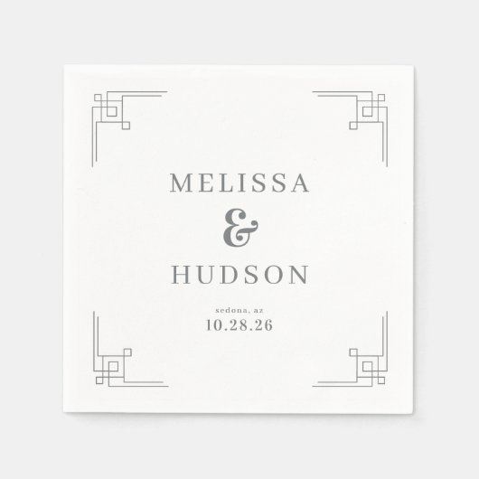 Elegant Gray Geometric Lines Serviette (Vorderseite)