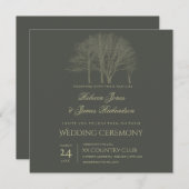 ELEGANT GRAY GOLD FALL AUTUMN BÄUME Hochzeitskarte Einladung (Vorne/Hinten)