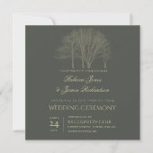 ELEGANT GRAY GOLD FALL AUTUMN BÄUME Hochzeitskarte Einladung (Vorderseite)
