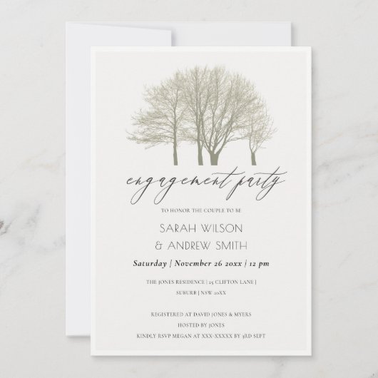 ELEGANT GRAY GOLD FALL AUTUMN VERLOBUNG CARD EINLADUNG (Vorderseite)