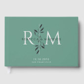 Elegant Gray Green Botanical Monogram Wedding Gästebuch (Vorderseite)
