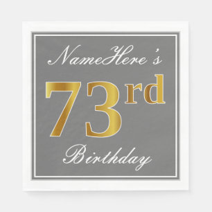 Elegant Gray, Imitate Gold 73. Geburtstag; Individ Serviette