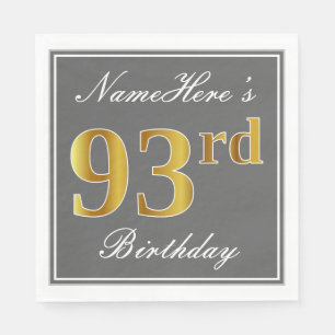 Elegant Gray, Imitate Gold 93. Geburtstag; Individ Serviette