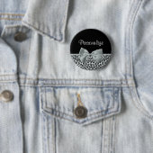 Elegant Gray Jaguar Print Hübsch Name Silver Bow Button (Beispiel)